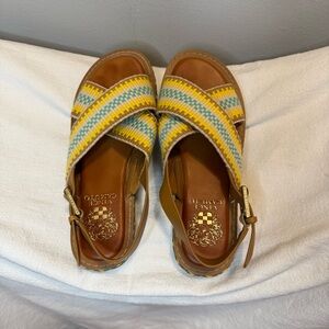 Vince Camuto Yellow and Blue Striped Sandals